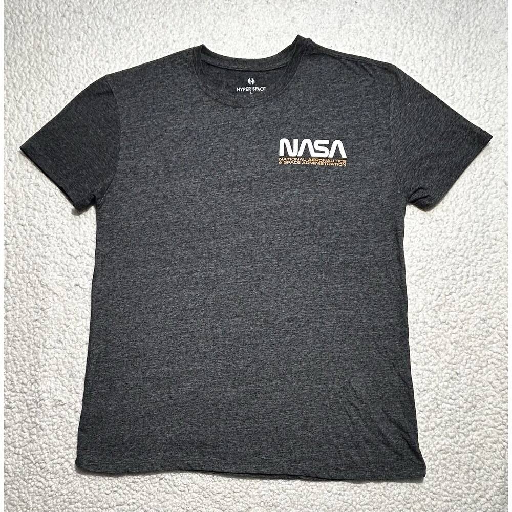 Hyper Space NASA Shirt Men L Gray Graphic Tee Astronaut